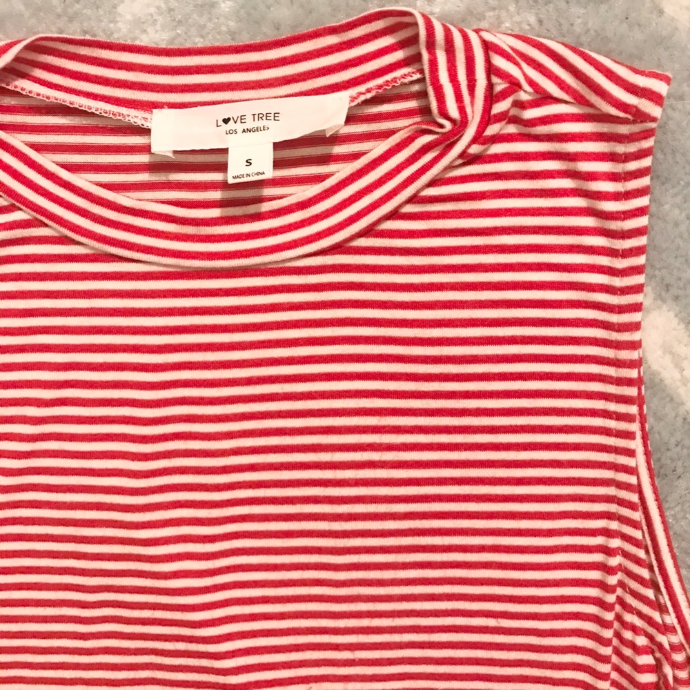 🦩❤️🌳 Love Tree red pinstripe dress